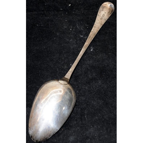 173 - Antique sterling silver Georgian large serving/gravy spoon assayed London 1802. 118g