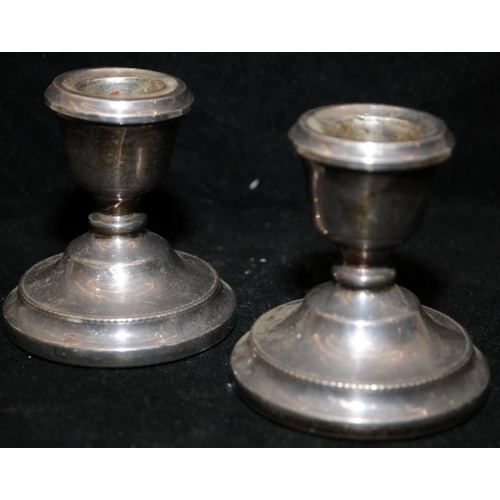 176A - 3 pairs of vintage sterling silver stubby candlesticks