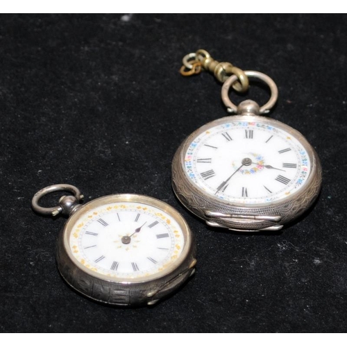 179 - 2 x Silver cased vintage fob watches