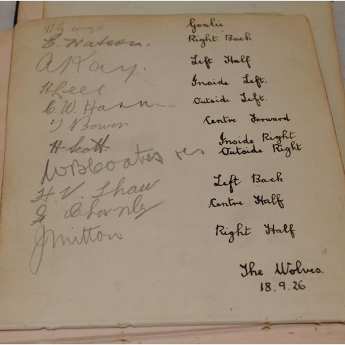 65 - Interesting 1920's autograph album containing a number of inter-wars football and cricket players in... 