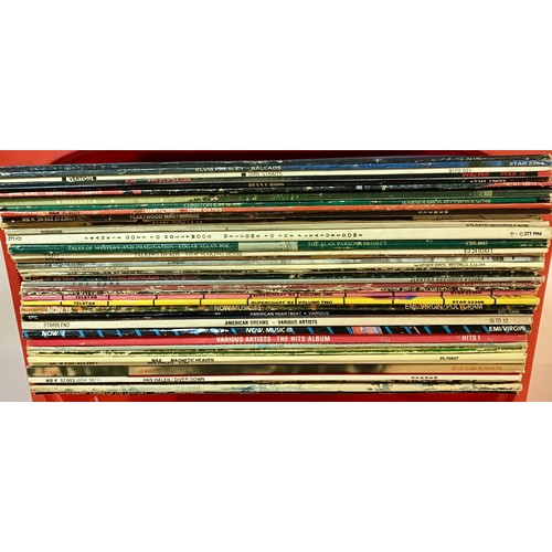 193 - BOX OF VARIOUS ROCK AND POP VINYL LP AND SINGLE RECORDS. To include Dire Straits - Faces - Talking H... 