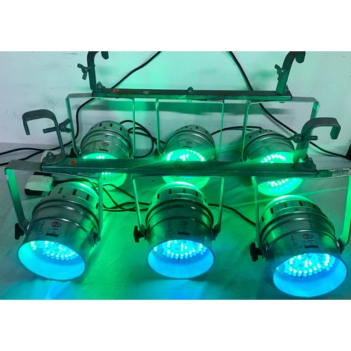 524 - SET OF 6 EDJ  LED56 BAND / DJ STAGE LED LIGHTS. These lights are in two sets each with 3 lights on b... 