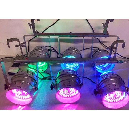 524 - SET OF 6 EDJ  LED56 BAND / DJ STAGE LED LIGHTS. These lights are in two sets each with 3 lights on b... 