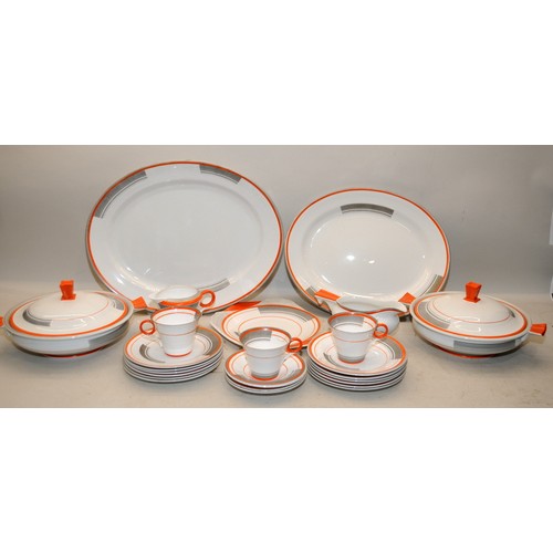 109A - 1930's Art Deco Extensive Shelley Regent part dinner service pattern ref:12132. Large collection inc... 