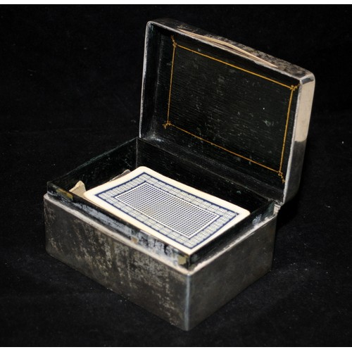 182A - Antique Hallmarked sterling silver hinged 'Bridge' card box. Assayed Birmingham 1905. 12cms x 9cms x... 