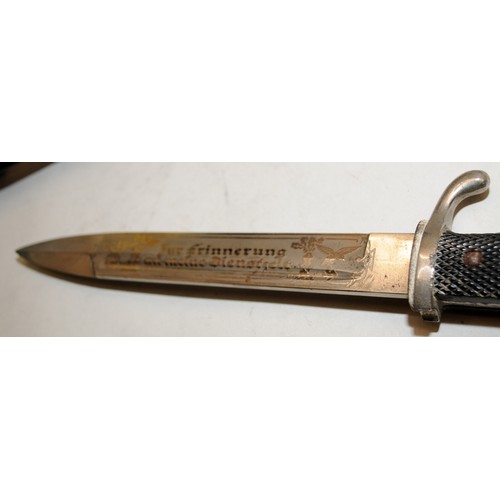 137 - WWII era German military inscribed Solingen dress bayonet with scabbard and frog