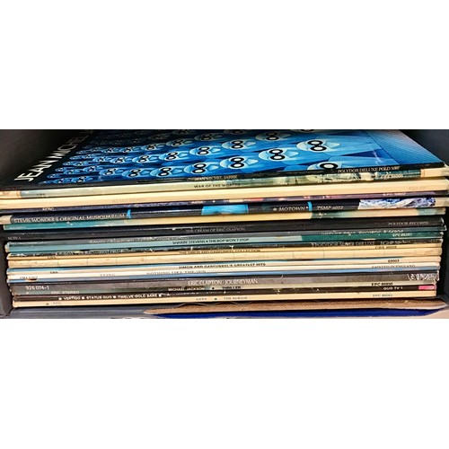 136 - BOX OF ROCK AND POP VINYL LP RECORDS. This lot contains artists - Status Quo - Jean Michael Jarre - ... 