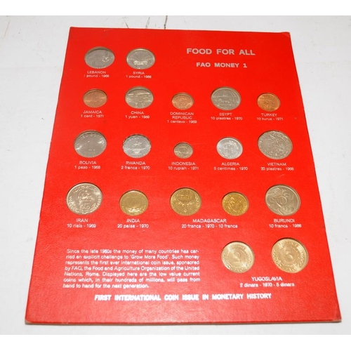 327 - Food For All International Coin Issue Money 1 and Money 2. Commemorative coins issued under the Unit... 