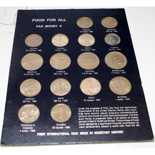 327 - Food For All International Coin Issue Money 1 and Money 2. Commemorative coins issued under the Unit... 