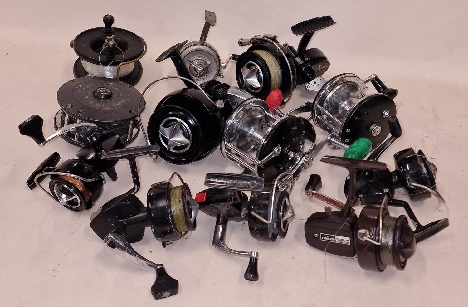 Collection of Fishing reels to include Penn Multipliers and a Young Fly reel
