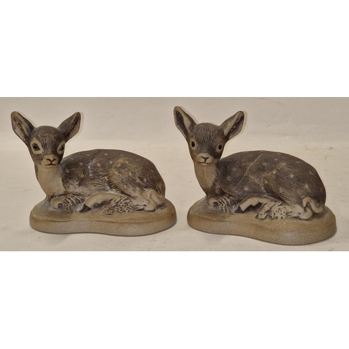 81 - Poole Pottery pair of Barbara Linley Adams stoneware Fawn figurines.