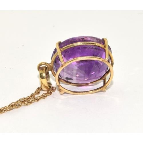 232 - 9ct gold large Amethyst necklace 6.7g