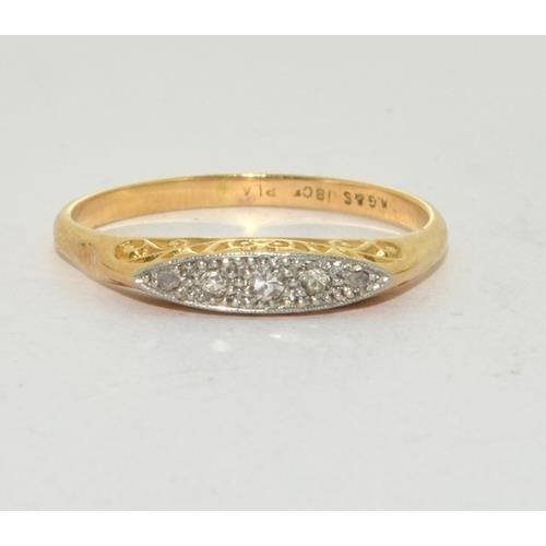 231 - 18ct gold ladies antique set diamond ring size U