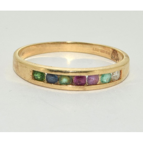 234 - 9ct gold Diamond and semi precious stone ring size R