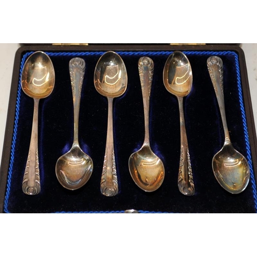 202 - Boxed set of sterling silver teaspoons hallmarked for Sheffield 1894 c/w a small weighted sterling s... 