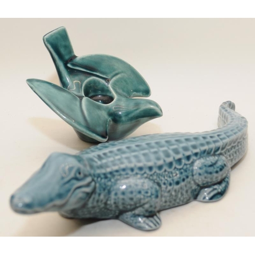 421 - Poole Pottery collection of blue animals to include Alligator, Otter, Stoat, plus others.