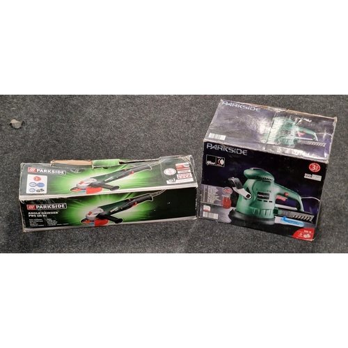 30 - Parkside PWS 125 A1 Angle grinder together with Parkside Random Orbital Sander. Both boxed (2).