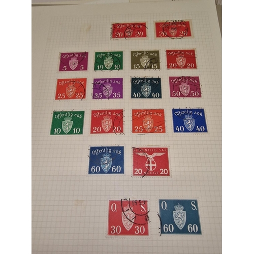 60 - Folder of stamps on album pages from Greece, Italy and Norway. Used and mint.