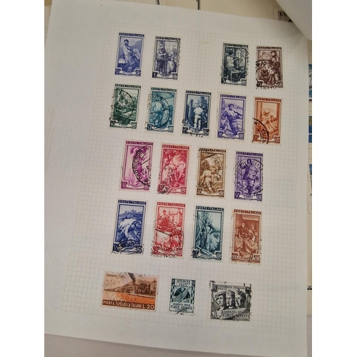 60 - Folder of stamps on album pages from Greece, Italy and Norway. Used and mint.