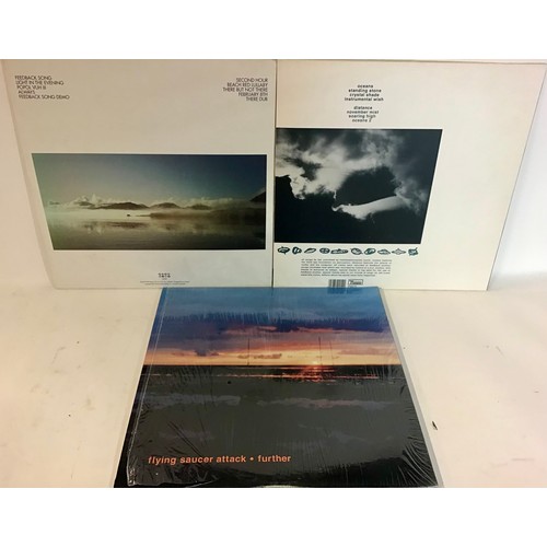 332 - FLYING SAUCER ATTACK VINYL ALBUMS X 3. Titles here are as follows - Further - Distance - chorus. All... 