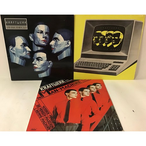 219 - KRAFTWERK VINYL UK LP RECORDS X 3. Titles here are - Man Machine - Computer Love - Electric Café. Al... 