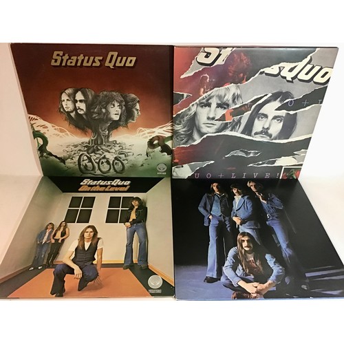 341 - STATUS QUO VINYL LP RECORDS X 4. Titles here are - Quo - Live - On The Level - Blue For You. All fou... 