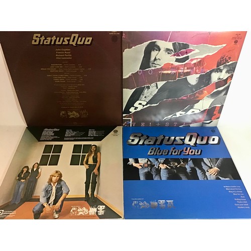 341 - STATUS QUO VINYL LP RECORDS X 4. Titles here are - Quo - Live - On The Level - Blue For You. All fou... 