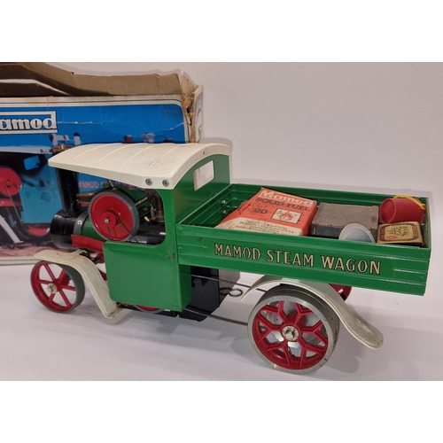 108 - Mamod SW1 vintage steam wagon with original box and some accessories.