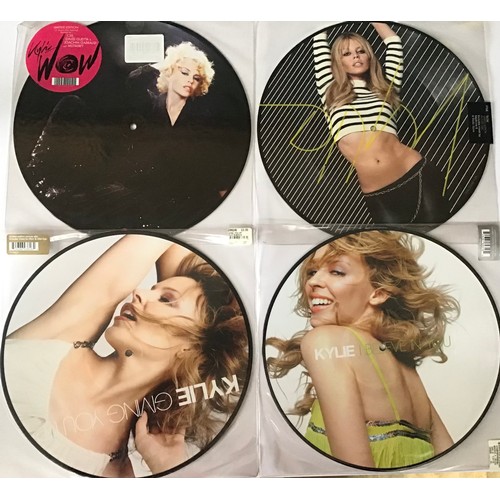 47 - KYLIE MINOGUE 12” VINYL PICTURE DISC’S X 4. Titles here include - Wow - Slow - Giving You Up - I Bel... 