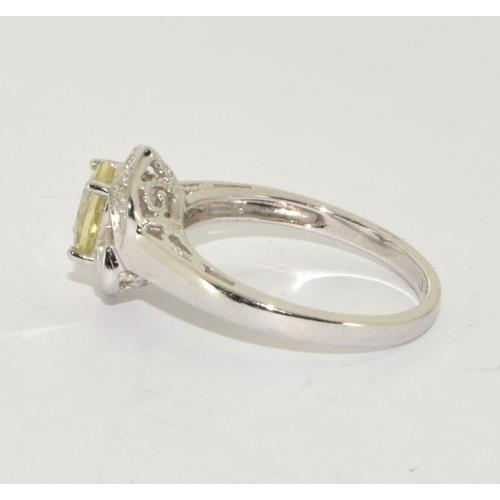 208 - 9ct white gold ladies Diamond and Citroen ring size N