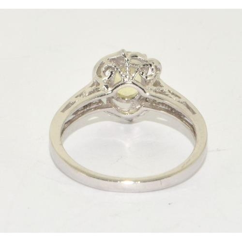 208 - 9ct white gold ladies Diamond and Citroen ring size N