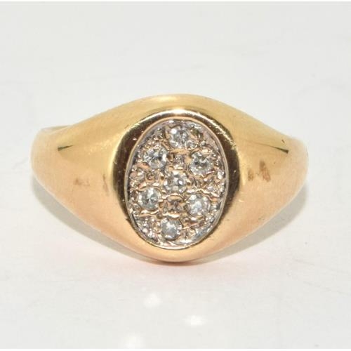 214 - 9ct gold Diamond signet ring size J