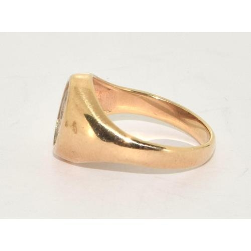 214 - 9ct gold Diamond signet ring size J