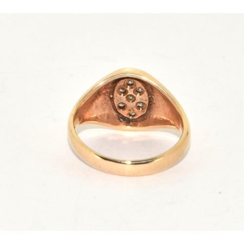 214 - 9ct gold Diamond signet ring size J