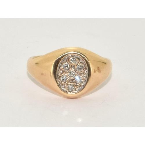 214 - 9ct gold Diamond signet ring size J