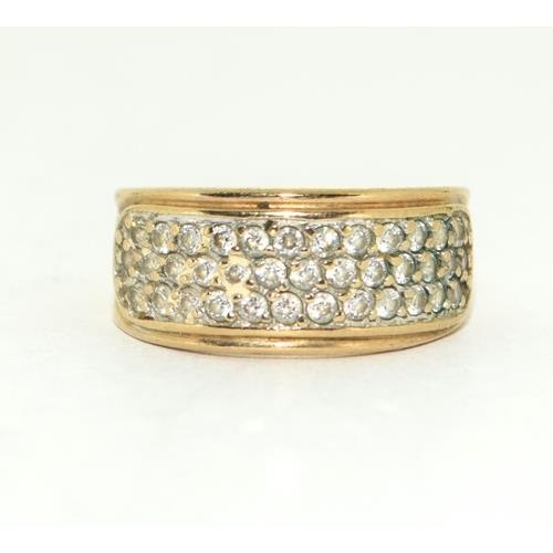 136 - 9ct gold ladies 3 bar Diamond ring 3.1g size J