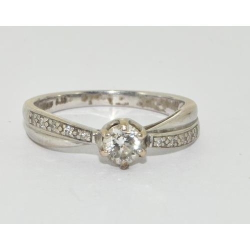 158 - 9ct white gold ladies Diamond ring H/M as 0.25ct size M,