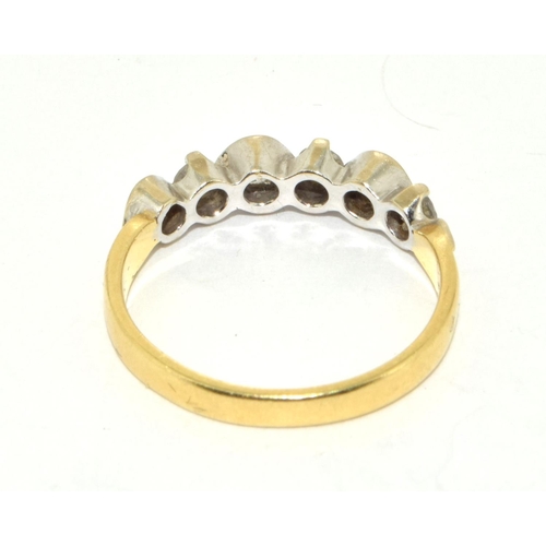 211 - 18ct gold ladies ladies 6 stone Diamond ring approx 33 points size N