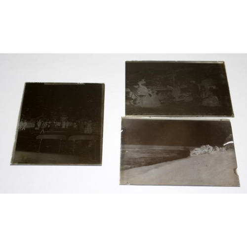 440 - A collection of antique glass plate negatives housed in a wooden box. Mainly sailing boats with some... 