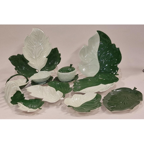 122 - Carlton Ware vintage collection of two tone leaf design pieces to include dishes, toast rack etc (11... 