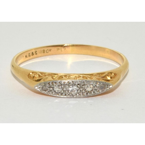 231 - 18ct gold ladies antique set diamond ring size U