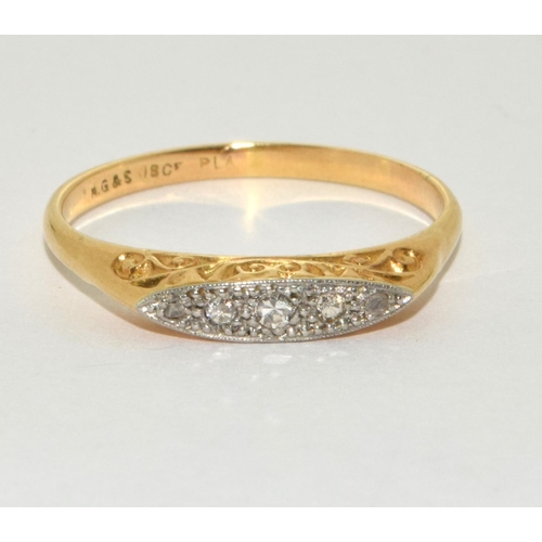 231 - 18ct gold ladies antique set diamond ring size U