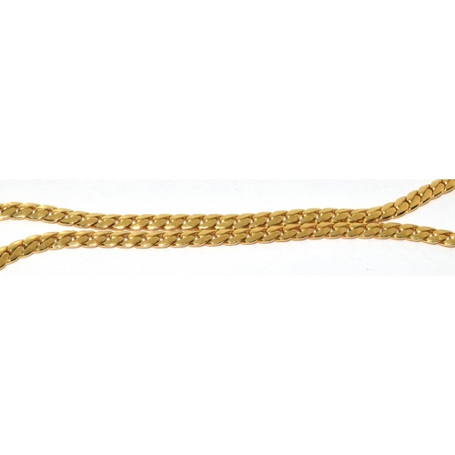 257 - 18ct gold flat link necklace 40cm 11g