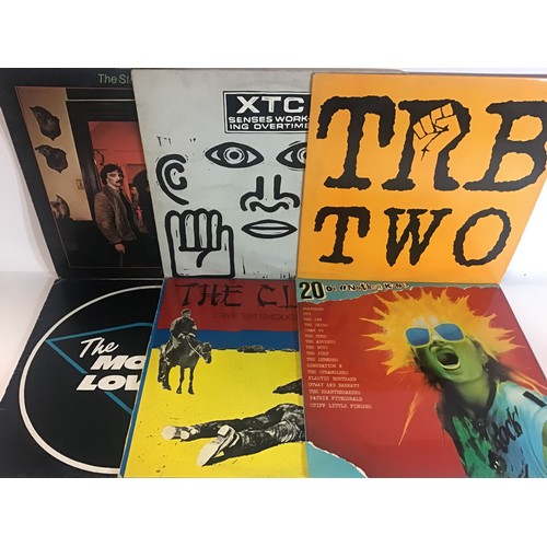 153 - BOX OF VARIOUS PUNK / NEW WAVE VINYL LP RECORDS. Artists here include - The Clash - XTC - Skids - Pu... 