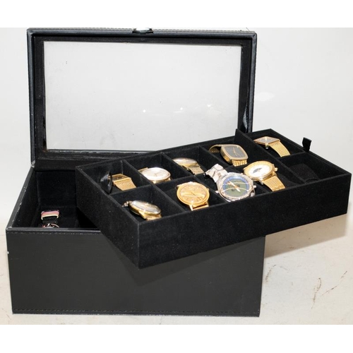 203 - Collection of gents watches including Sekonda, Timex etc. All contained within a watch storage box w... 