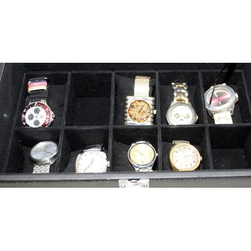 203 - Collection of gents watches including Sekonda, Timex etc. All contained within a watch storage box w... 