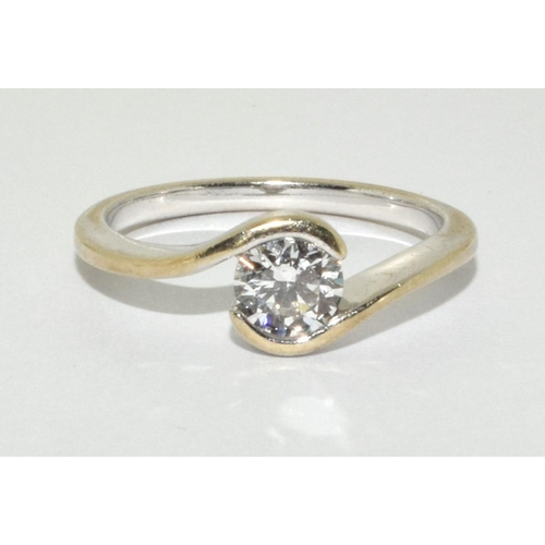 255 - A Dimaond 0.52ct Colour G, Clarity Si1, registered with GIA certificate come in a Size M 1/2 gold ri... 