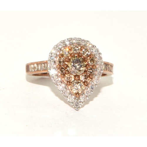 179 - A 9ct gold ring set with Champagne diamond/white diamond centre stone approx 0.25 point ,Size O