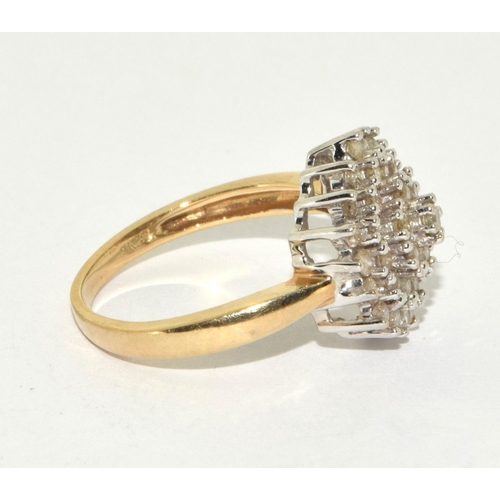 135 - A 9ct gold large diamond cluster ring Size N, 3.7g