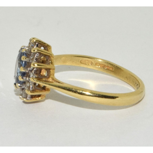 215 - A Sapphire/Diamond 18ct gold Princess Diana style ring Size M